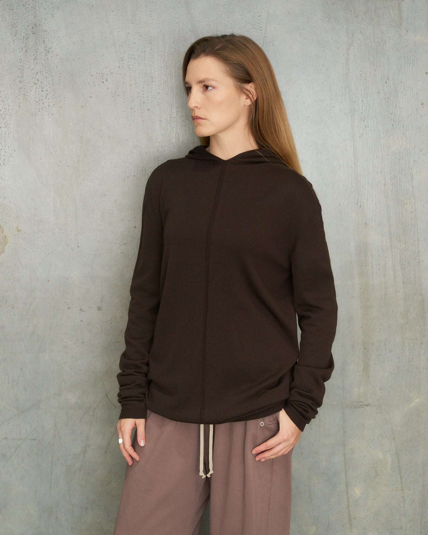 Grease Wool Knit Hoodie