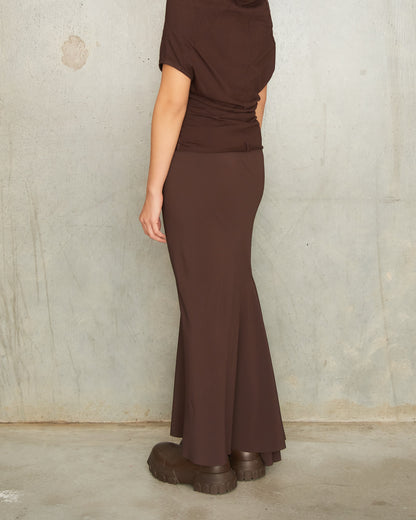 Mahogany Crepe Calf Bias Skirt