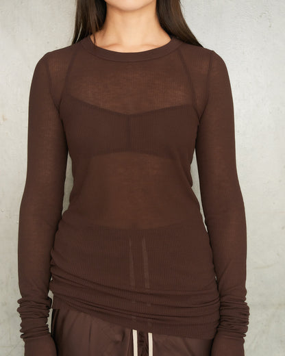 Mahogany Silk Rib Long Sleeve Top