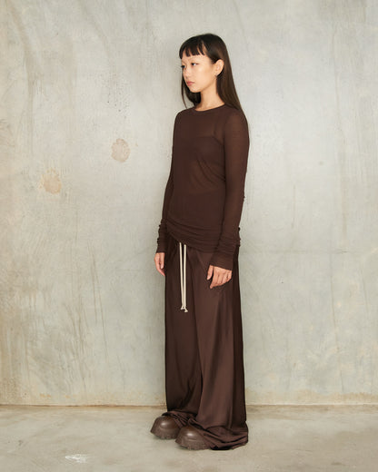 Mahogany Silk Rib Long Sleeve Top