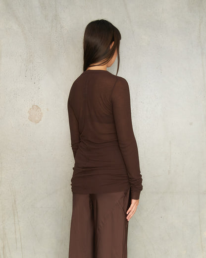 Mahogany Silk Rib Long Sleeve Top