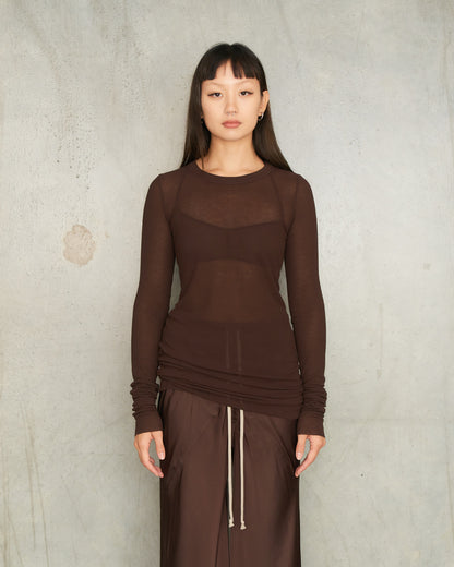 Mahogany Silk Rib Long Sleeve Top