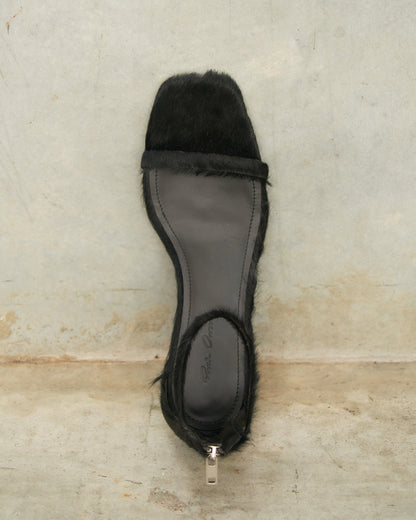 Black Pony Hair Cantilever 45 Sandals