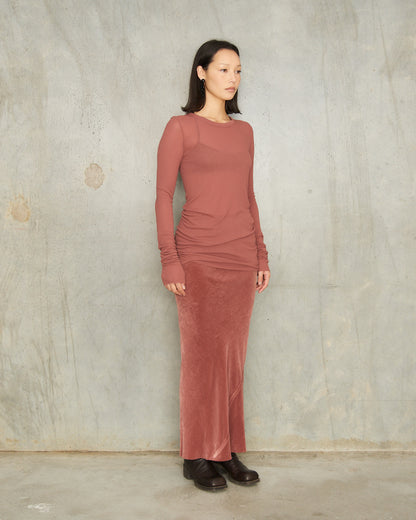 Rosewood Ribbed Long-Sleeve Top