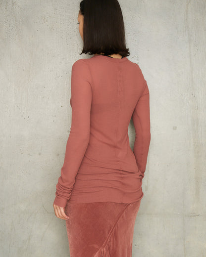 Rosewood Ribbed Long-Sleeve Top