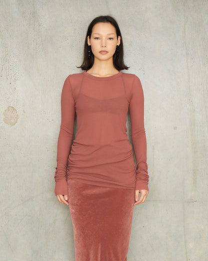 Rosewood Ribbed Long-Sleeve Top