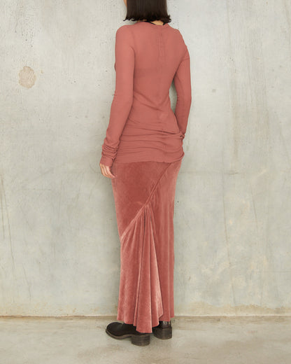 Rosewood Velvet Calf Bias Skirt