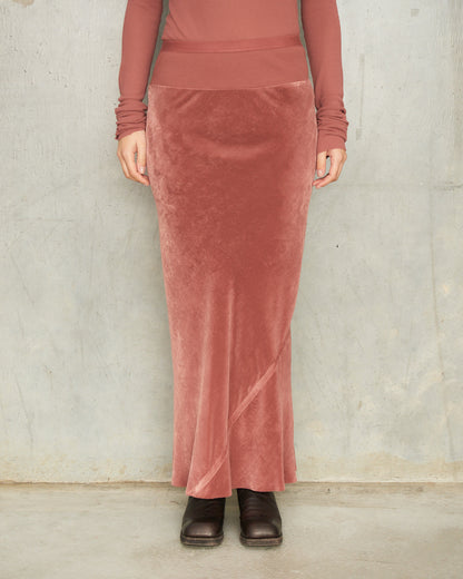 Rosewood Velvet Calf Bias Skirt