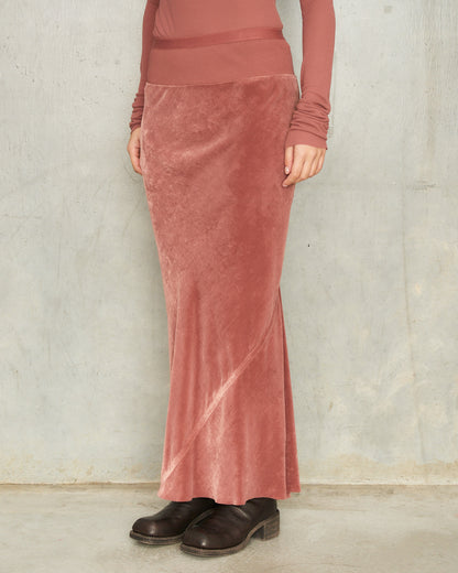 Rosewood Velvet Calf Bias Skirt
