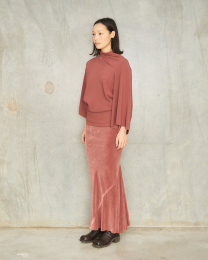 Rosewood Velvet Calf Bias Skirt