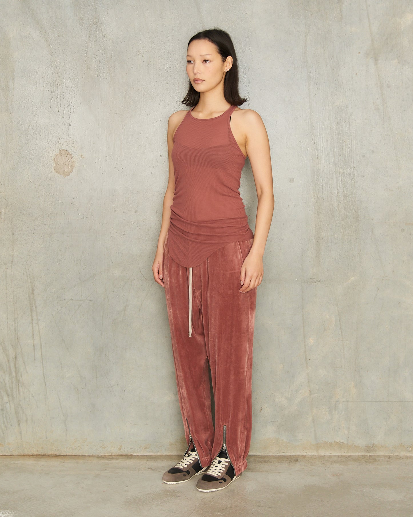 Rosewood Velvet Trackpants