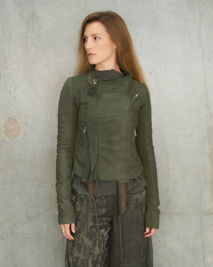 Rick Owens Sage Leather Biker Jacket