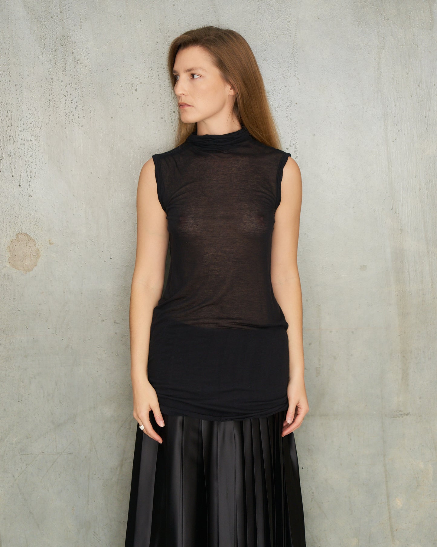 Rick Owens Lilies Black Jersey High Neck Tank