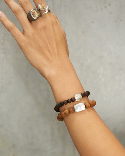 Sterling Silver Brown Beaded Bracelet