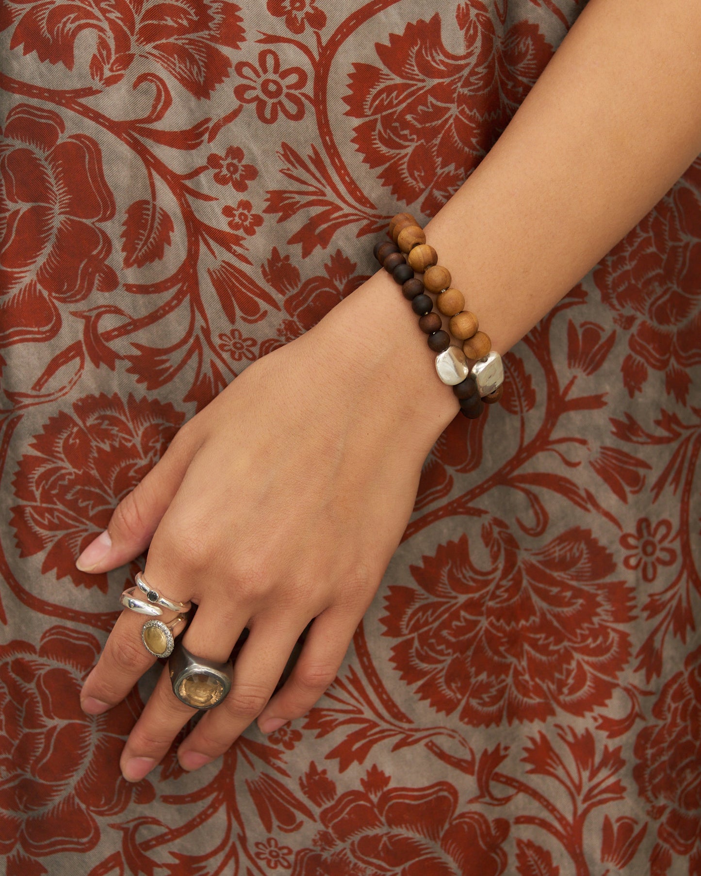 Sterling Silver Oak Beaded Bracelet