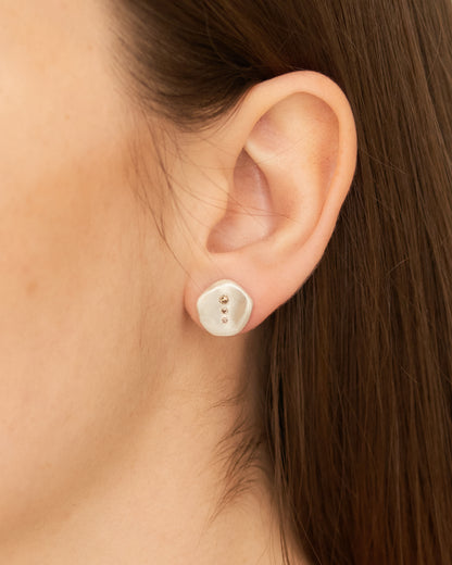 Bo Win Silver Cognac Earrings