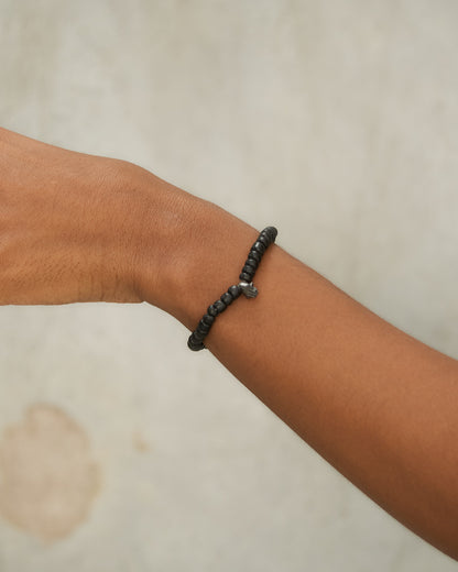 Buddha Hand Black Beaded Bracelet