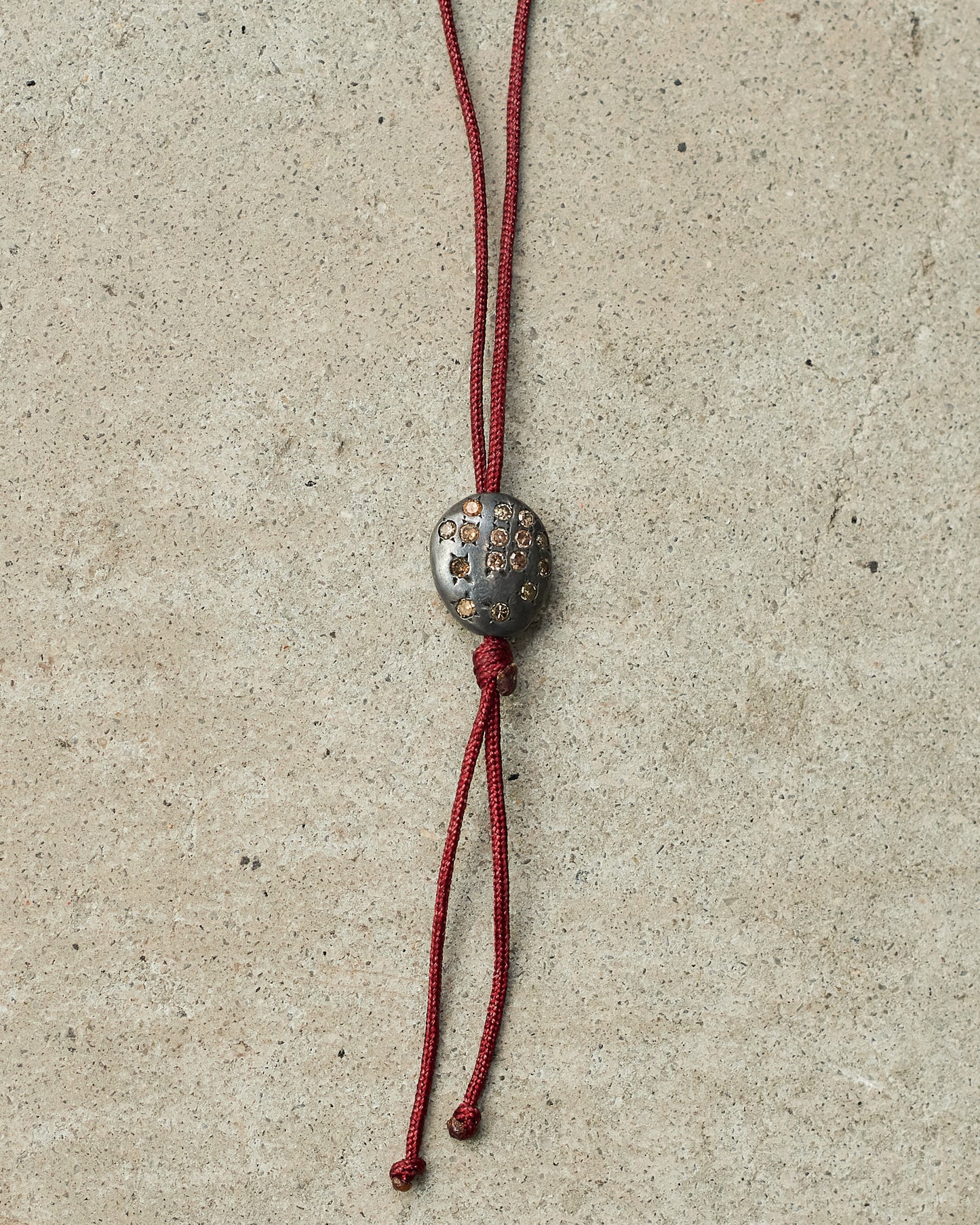 Pew Dee Cognac Diamond Red Cord Necklace
