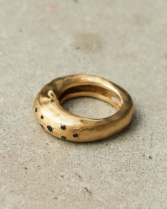 Firat Black Diamond Copper Ring