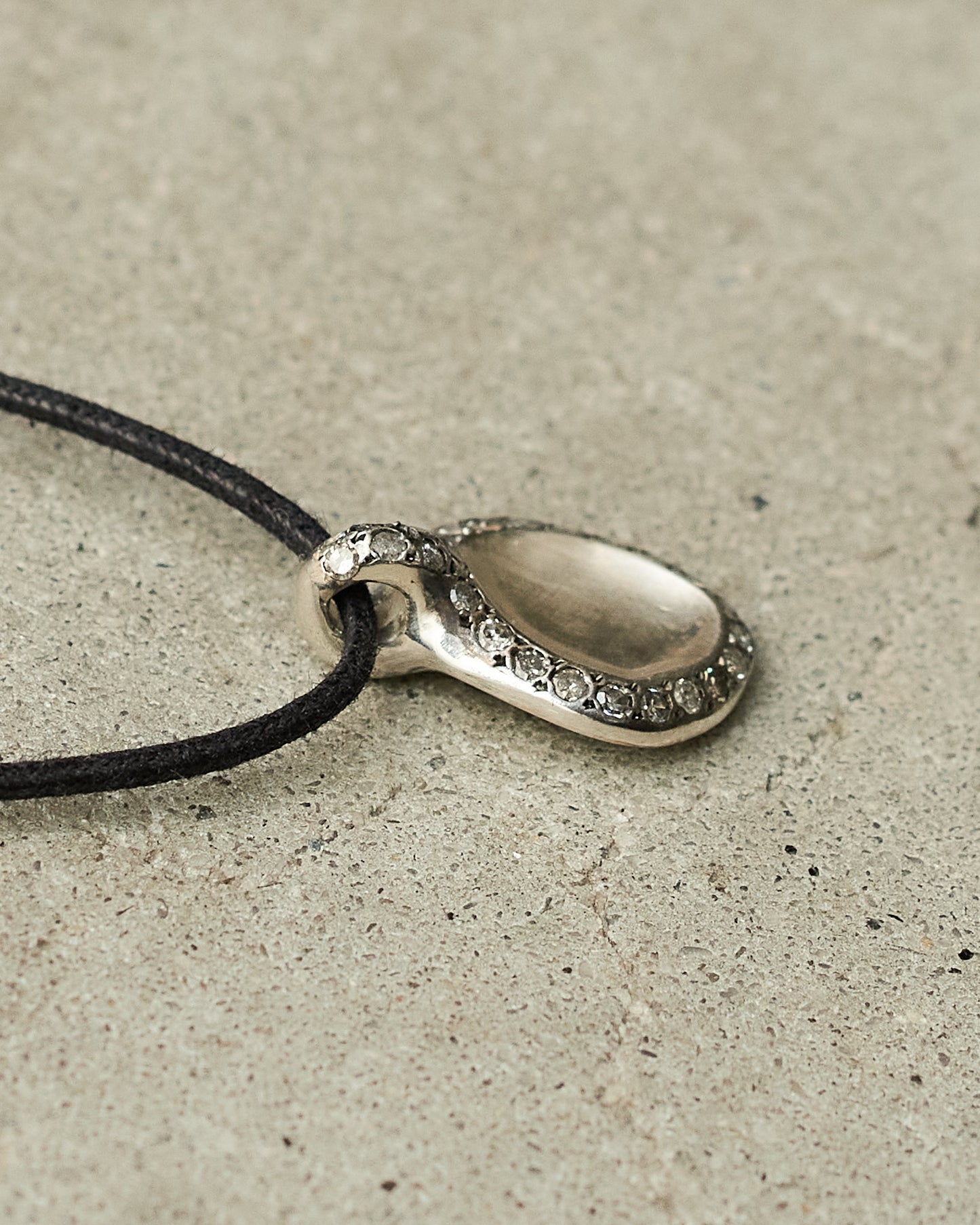 Pew Icy Grey Diamond Cord Necklace