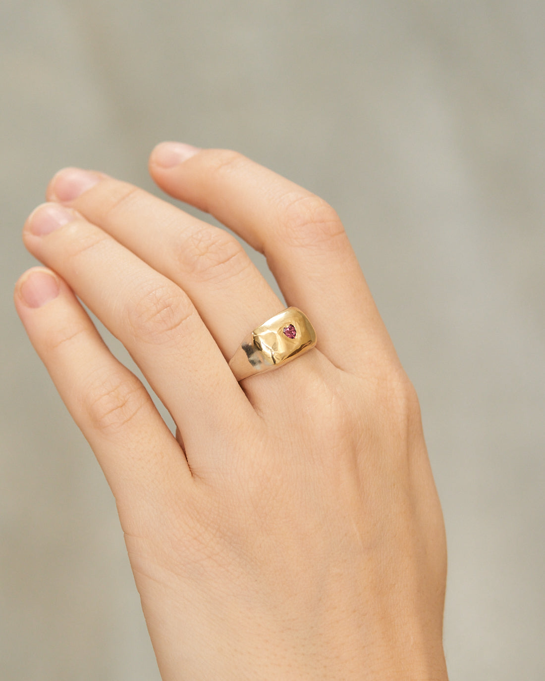 Naia Gold Rhodolite Heart Ring