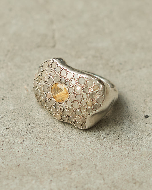 Nashka Golden Quartz Diamond Ring