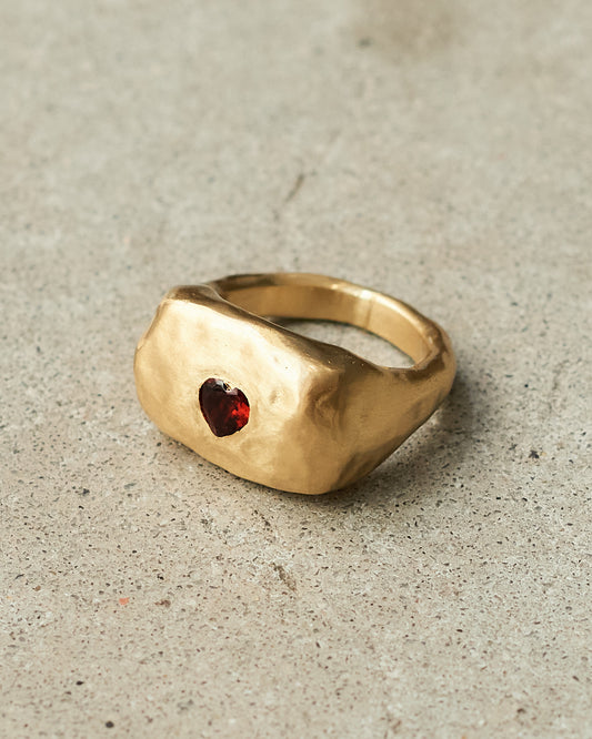 Nashka Copper Garnet Heart Ring