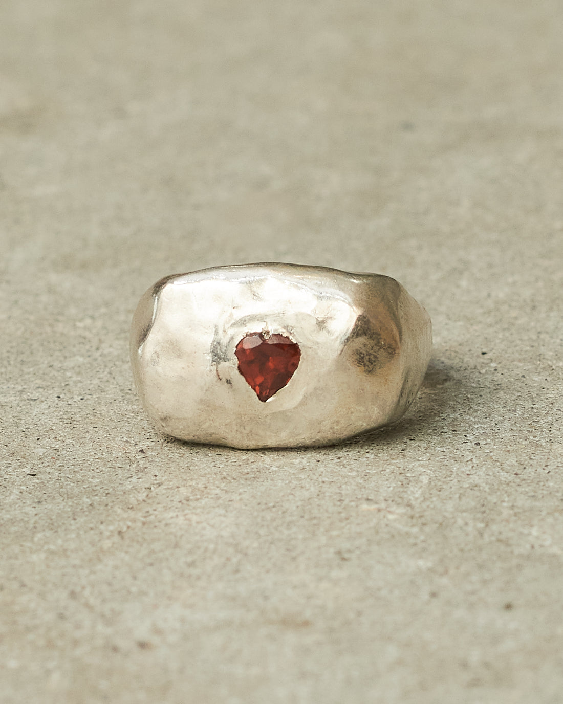 Nashka Silver Garnet Heart Ring