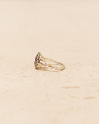 Olax Icy Grey Diamond Amethyst Ring
