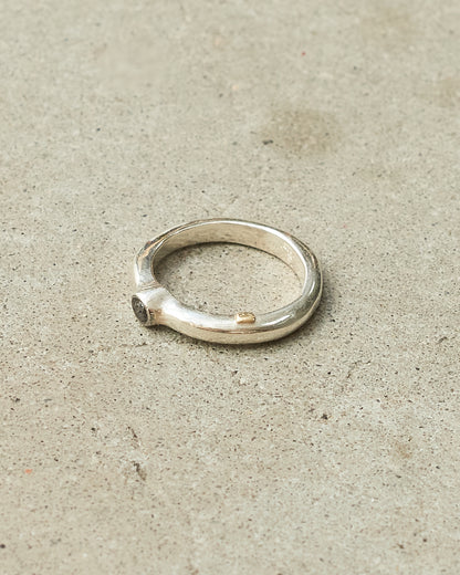 Rond Sterling Silver Black Diamond Ring