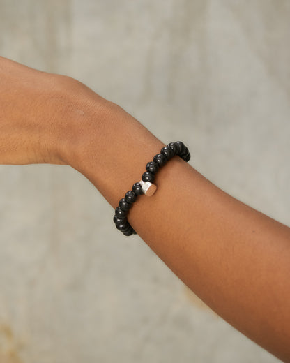 Sterling Silver Black Beaded Bracelet