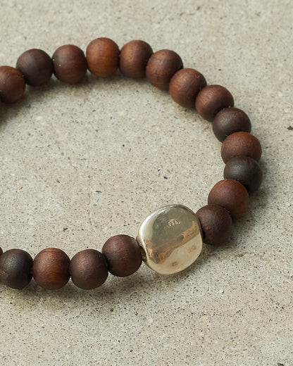 Sterling Silver Brown Beaded Bracelet