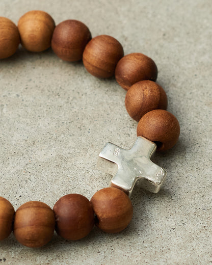 Sterling Silver Cross Beaded Bracelet