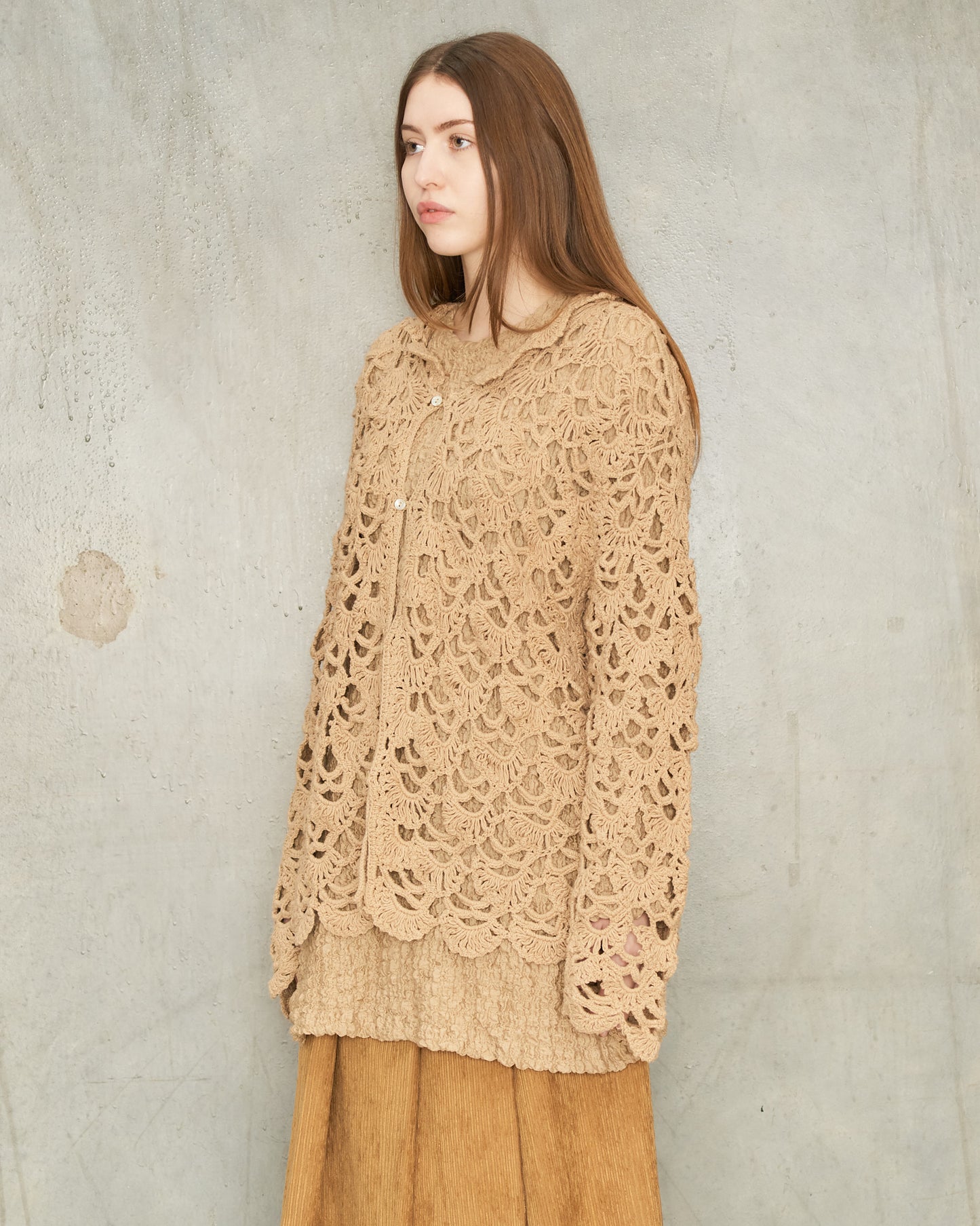 Beige Crochet Cardigan