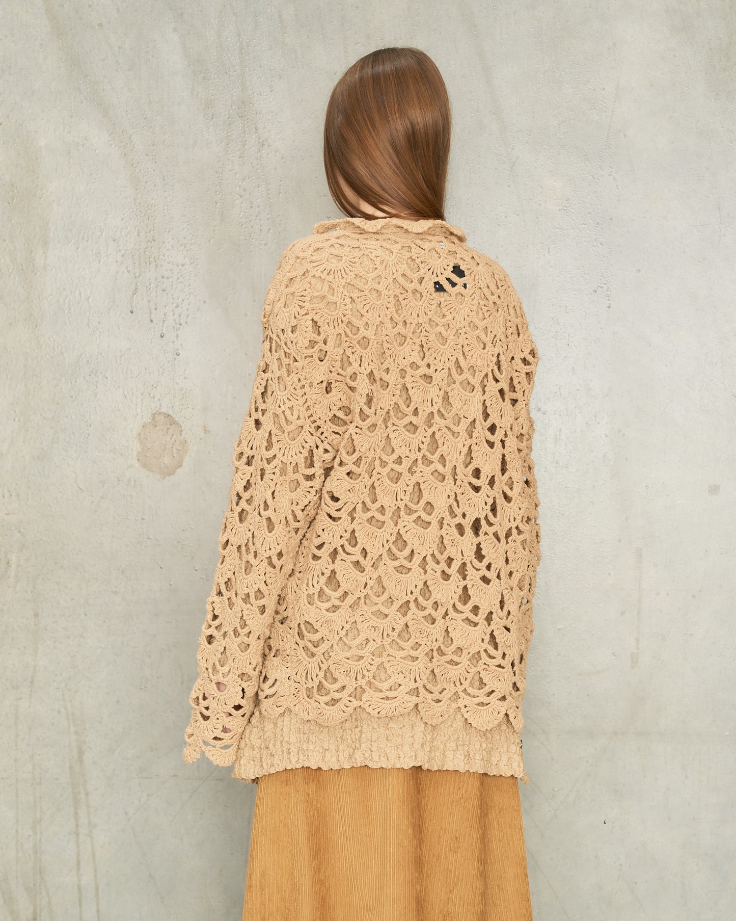 Beige Crochet Cardigan