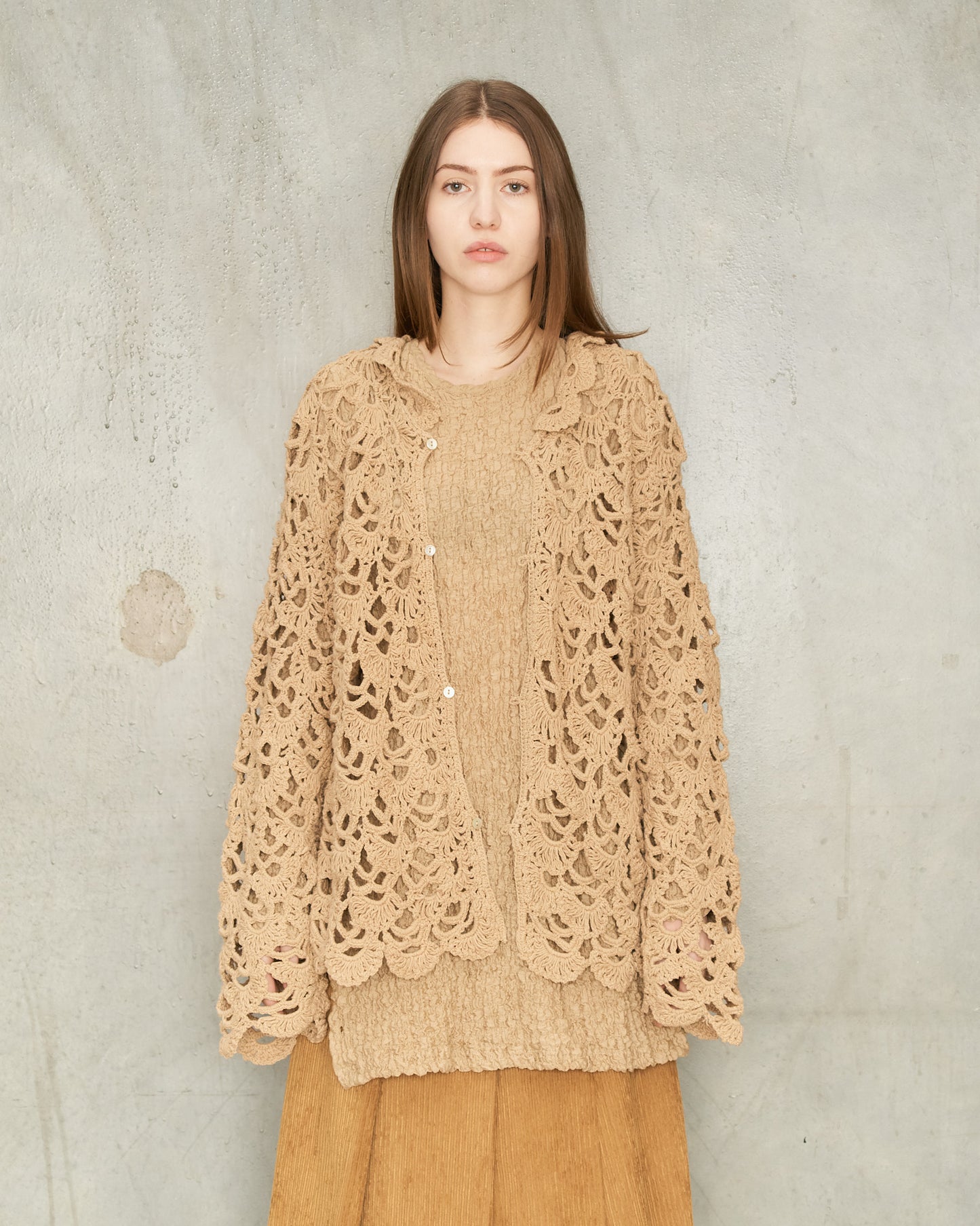 Beige Crochet Cardigan