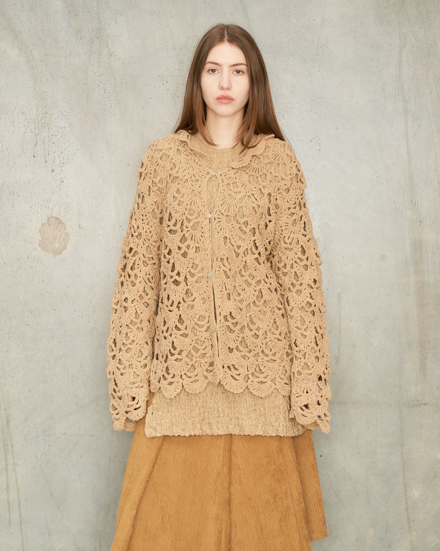 Beige Crochet Cardigan