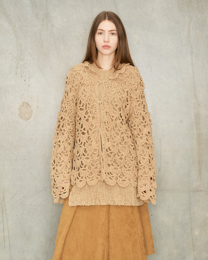 Beige Crochet Cardigan