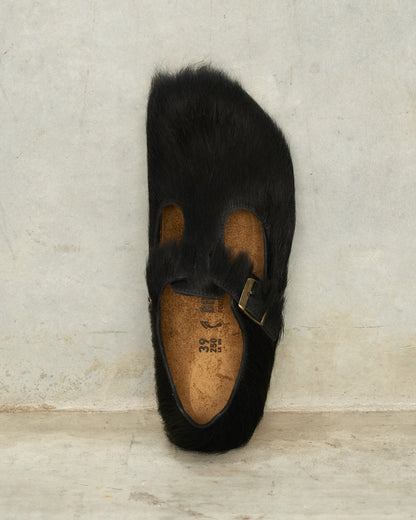 Black Fur Birkenstock Paris Rebel Clog
