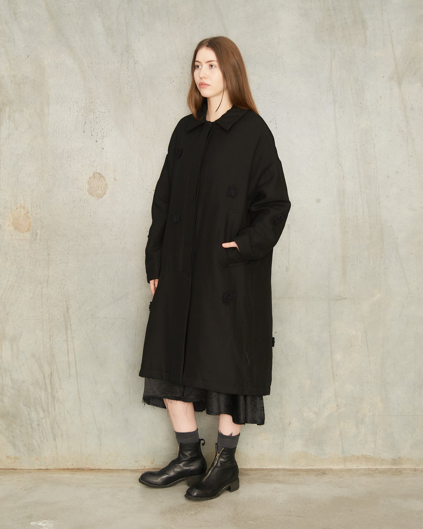 Black Daisy Oversized Coat