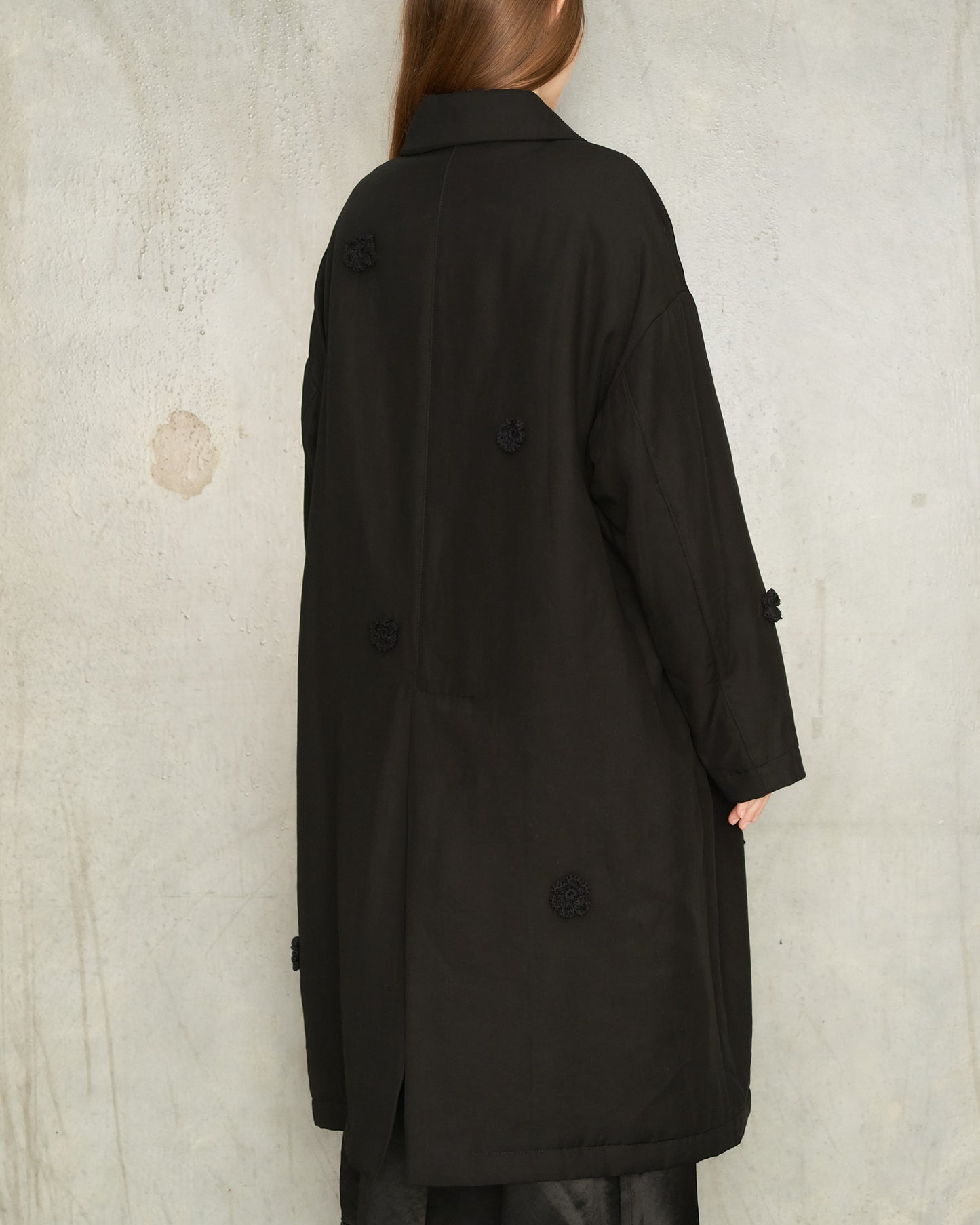 Black Daisy Oversized Coat
