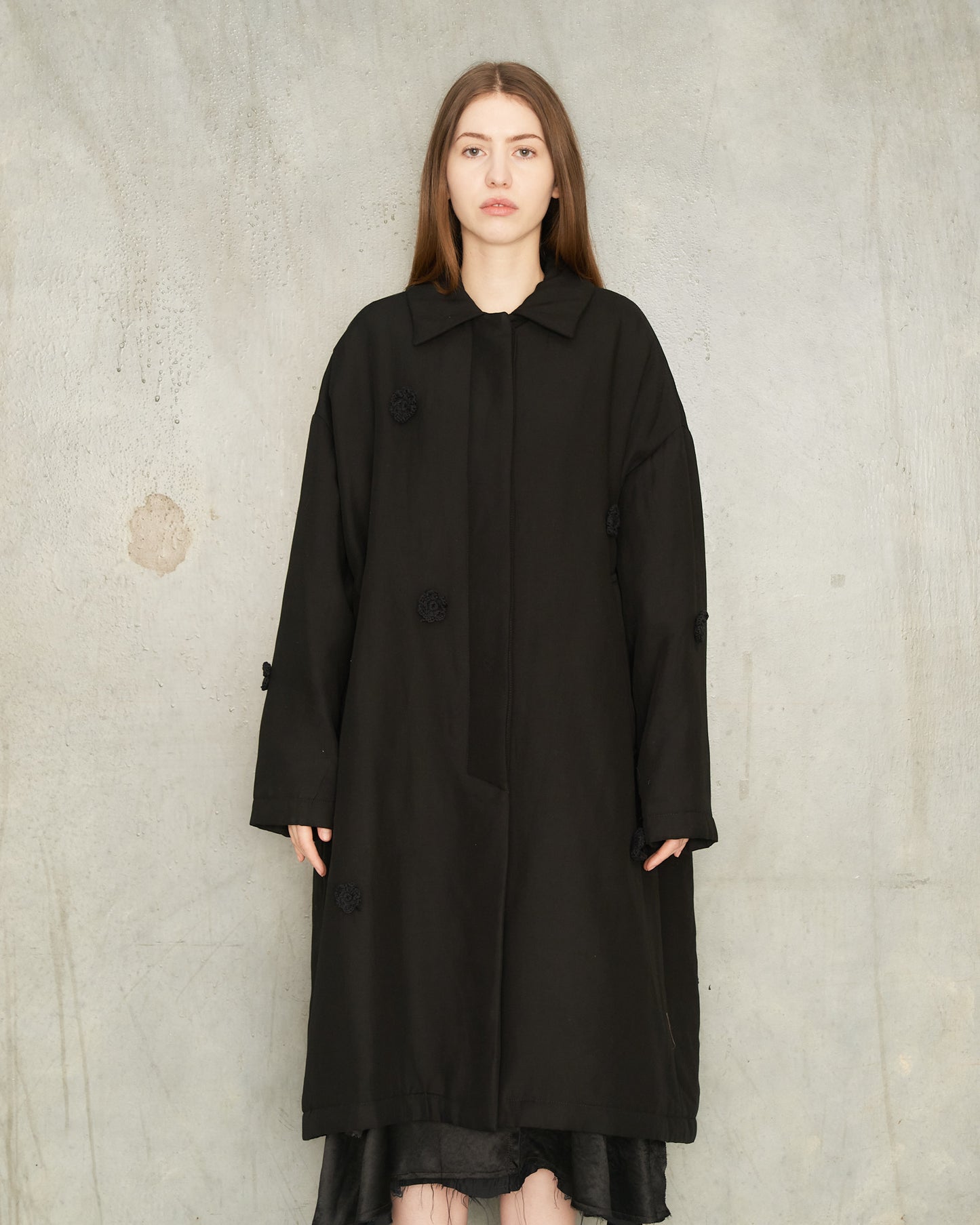 Black Daisy Oversized Coat