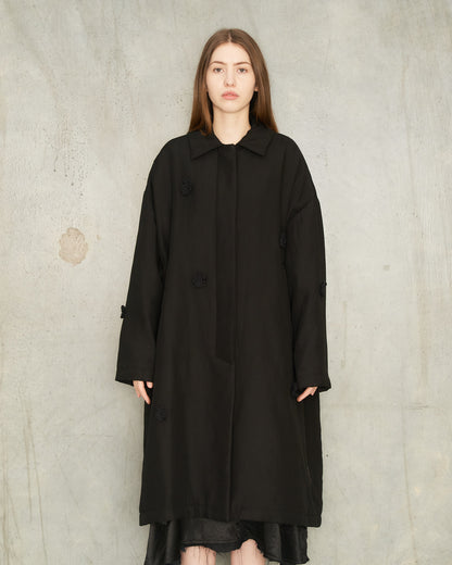 Black Daisy Oversized Coat