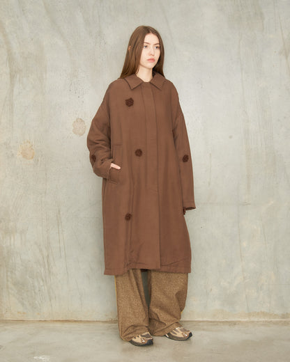 Brown Daisy Oversized Coat