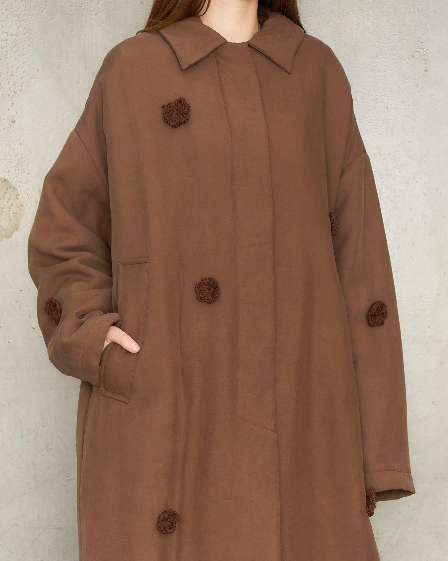 Brown Daisy Oversized Coat