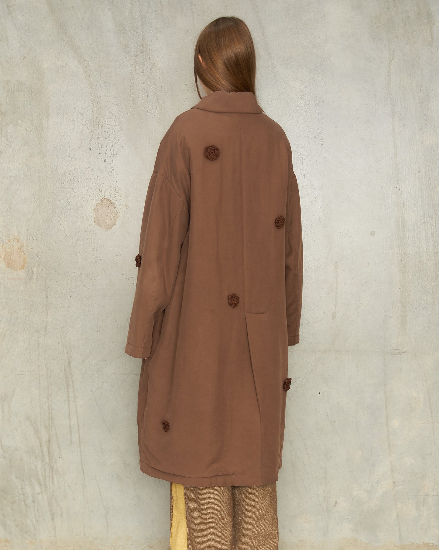 Brown Daisy Oversized Coat