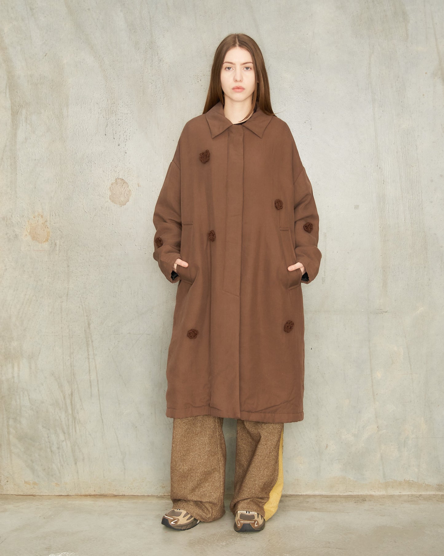 Brown Daisy Oversized Coat