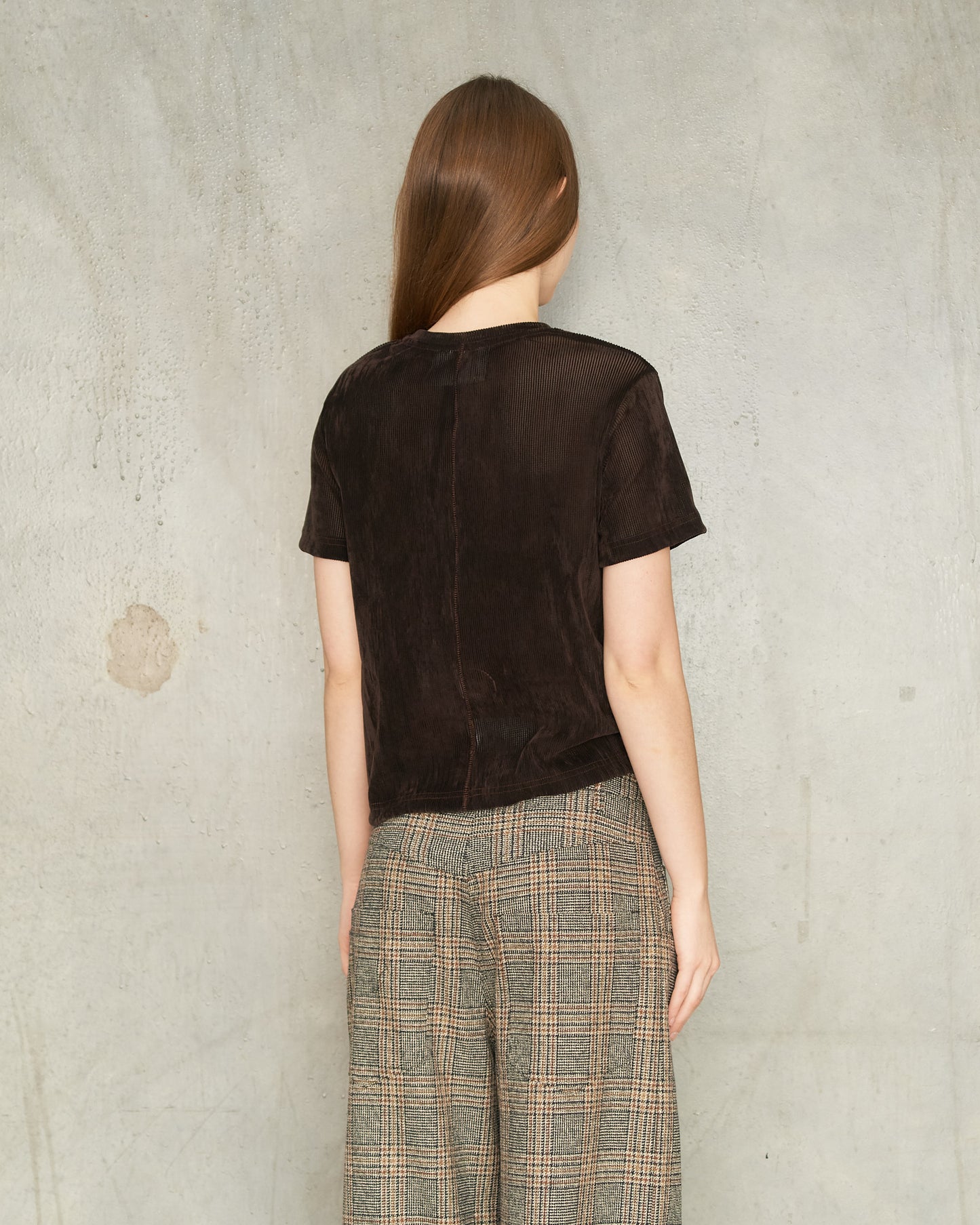 Brown Flocked Tulle T-Shirt