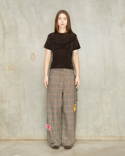 Brown Flocked Tulle T-Shirt