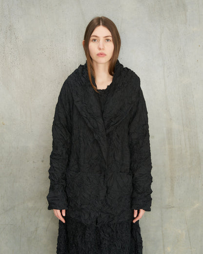 Black Crinkle Hooded Jacket
